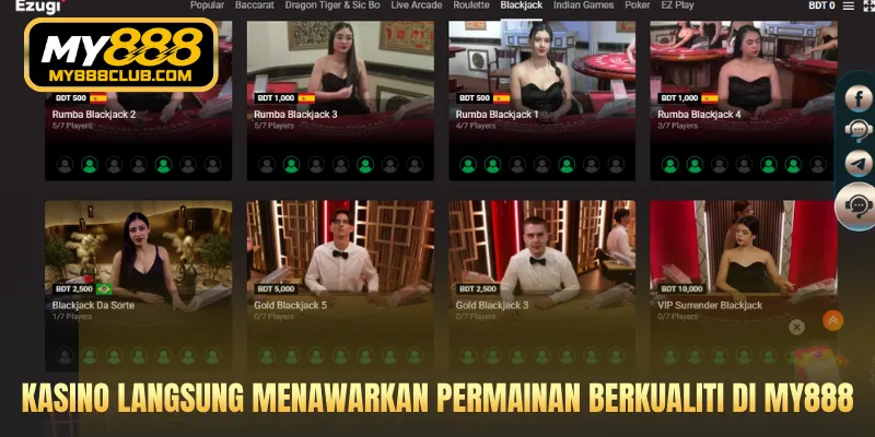 Kasino langsung menawarkan permainan berkualiti di MY888