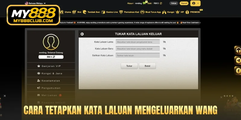 Cara tetapkan kata laluan mengeluarkan wang